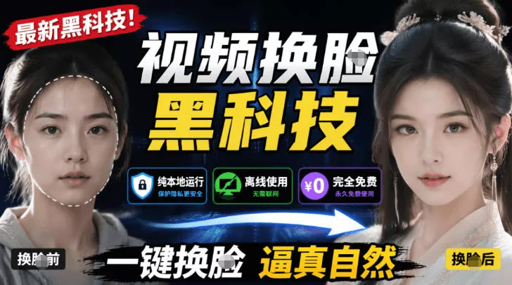 AI人工智能如此夸张？一键视频换Lian黑科技，纯本地离线运行，本地视频换Lian娱乐工具，AI FaceSwap客创社区-专注互联网轻资产资源整合与分享客创社区-专注互联网轻资产资源整合与分享