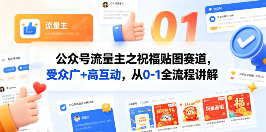 公众号流量主之祝福贴图赛道，受众广+高互动，从0-1全流程讲解-鱼见海资源网-免费PHP网站源码模板,插件软件网创AI智能体资源分享平台！