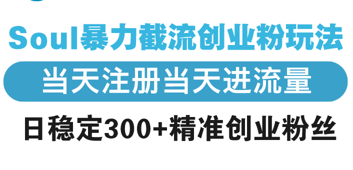 Soul暴力截流创业粉玩法，当天注册当天进流量，日稳定300+精准创业粉丝客创社 - 专注互联网轻资产创业及网络项目资源整合与分享客创社 - 专注互联网轻资产创业及网络项目资源整合与分享