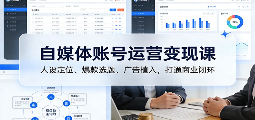 自媒体账号运营变现课：人设定位、爆款选题、广告植入，打通商业闭环客创社区-专注互联网轻资产资源整合与分享客创社区-专注互联网轻资产资源整合与分享