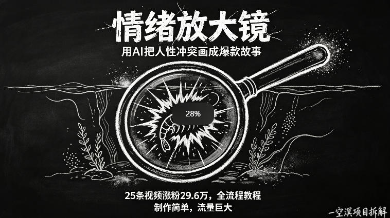 AI制作“情绪放大镜“视频，25条视频涨粉29.6W粉，流量巨大，制作简单，全流程教程客创社区-专注互联网轻资产资源整合与分享客创社区-专注互联网轻资产资源整合与分享