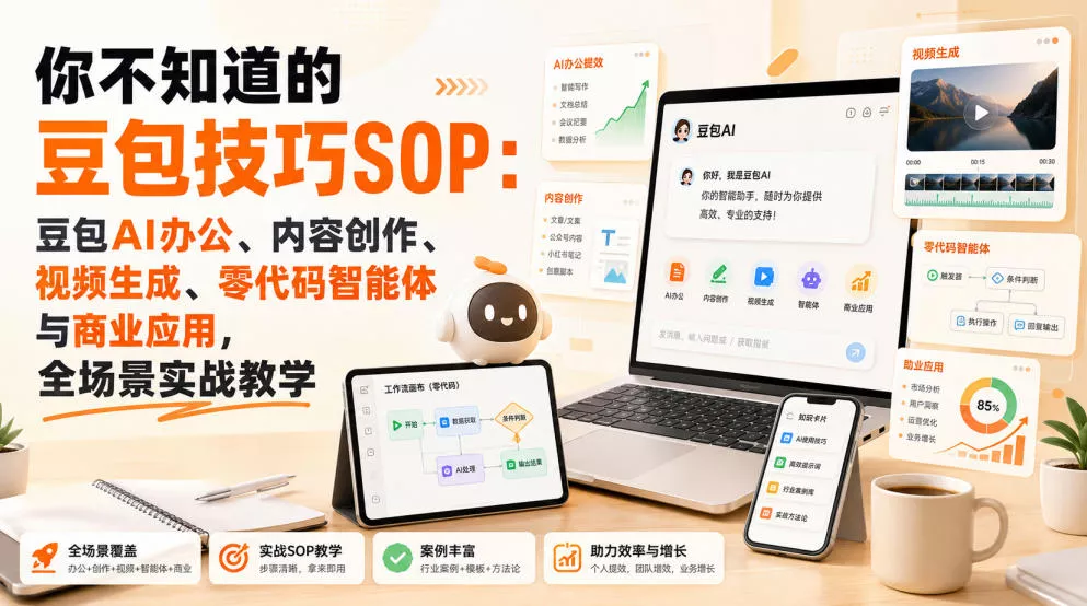 你不知道的豆包技巧SOP：豆包AI办公、内容创作、视频生成、零代码智能体与商业应用，全场景实战教学 《鱼见海科技》-鱼见海资源网-免费PHP网站源码模板,插件软件网创AI智能体资源分享平台！