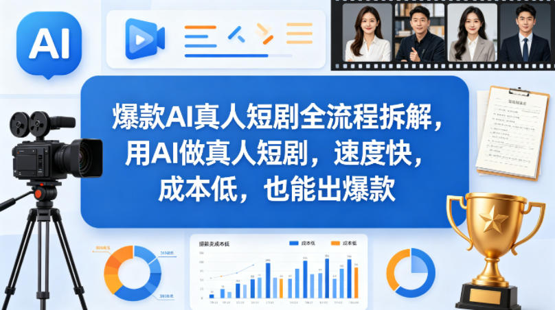 爆款AI真人短剧全流程拆解，用AI做真人短剧，速度快，成本低，也能出爆款客创社区-专注互联网轻资产资源整合与分享客创社区-专注互联网轻资产资源整合与分享