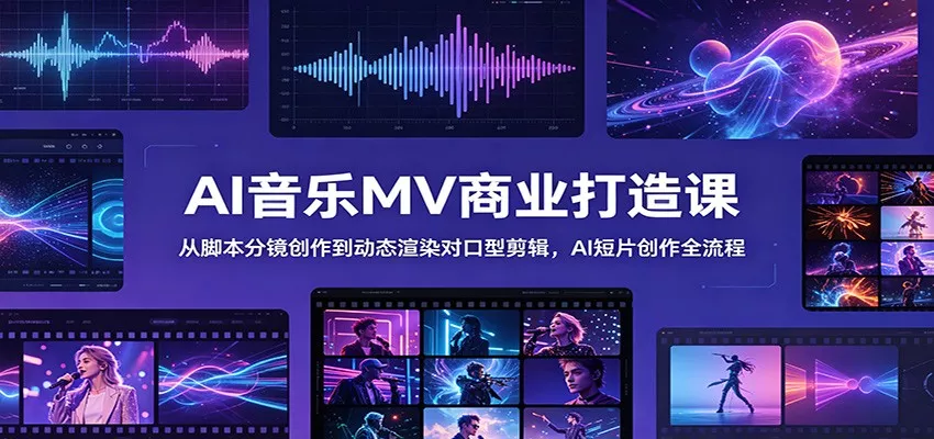 AI音乐MV商业打造课：从脚本分镜创作到动态渲染对口型剪辑，AI短片创作全流程客创社区-专注互联网轻资产资源整合与分享客创社区-专注互联网轻资产资源整合与分享
