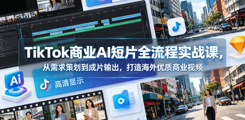 TikTok商业AI短片全流程实战课，从需求策划到成片输出，打造海外优质商业视频客创社区-专注互联网轻资产资源整合与分享客创社区-专注互联网轻资产资源整合与分享