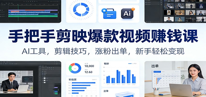 手把手剪映爆款视频赚钱课：AI工具，剪辑技巧，涨粉出单，新手轻松变现客创社区-专注互联网轻资产资源整合与分享客创社区-专注互联网轻资产资源整合与分享