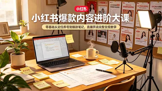 小红书爆款内容进阶大课，零基础从定位养号到爆款笔记，直播开店完整变现教学客创社区-专注互联网轻资产资源整合与分享客创社区-专注互联网轻资产资源整合与分享
