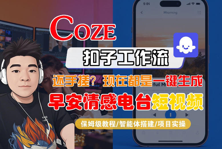 【Coze工作流搭建实操教程】【coze】早安情感电台日签视频还在手动做？用扣子工作流自动生成，省时90%-云动网创-专注网络创业项目推广与实战，致力于打造一个高质量的网络创业搞钱圈子。