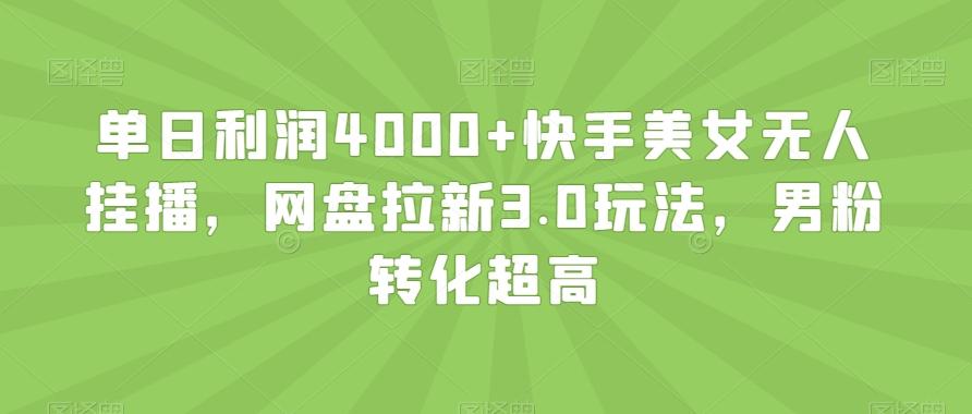 单日利润4000+快手美女无人挂播，网盘拉新3.0玩法，男粉转化超高【揭秘】客创社 - 专注互联网轻资产创业及网络项目资源整合与分享客创社 - 专注互联网轻资产创业及网络项目资源整合与分享