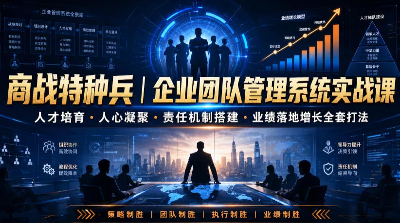 商战特种兵｜企业团队管理系统实战课人才培育・人心凝聚・责任机制搭建・业绩落地增长全套打法 《鱼见海科技》-鱼见海资源网-免费PHP网站源码模板,插件软件网创AI智能体资源分享平台！