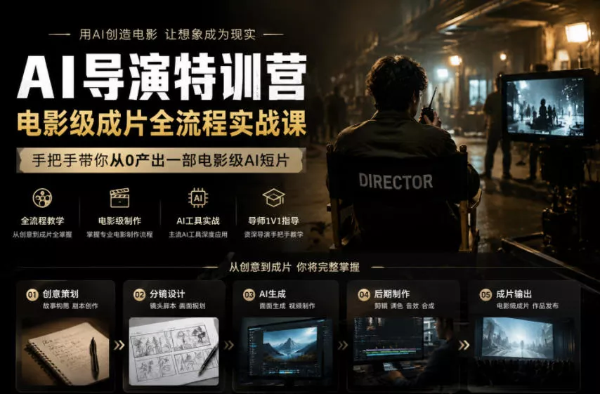 AI导演特训营，电影级成片全流程实战课，手把手带你从0产出一部电影级AI短片客创社区-专注互联网轻资产资源整合与分享客创社区-专注互联网轻资产资源整合与分享
