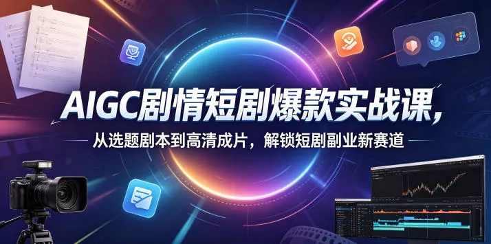 AIGC剧情短剧爆款实战课，从选题剧本到高清成片，解锁短剧副业新赛道(更新0906) 《鱼见海科技》-鱼见海资源网-免费PHP网站源码模板,插件软件网创AI智能体资源分享平台！