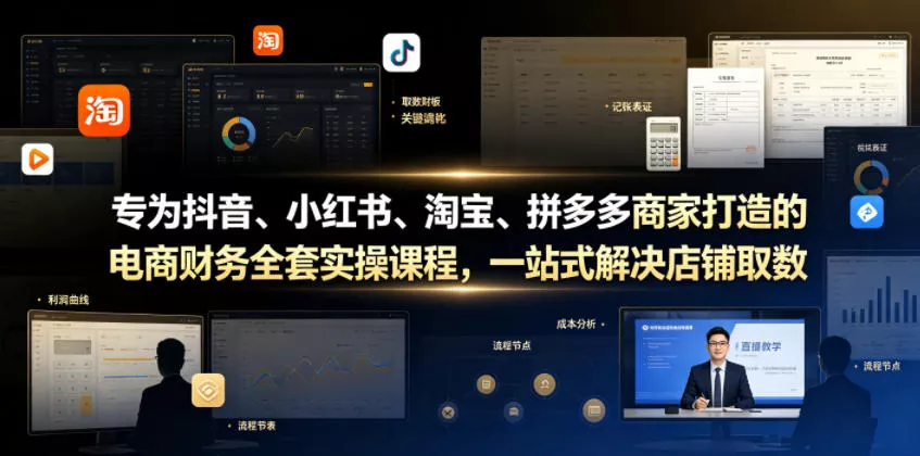 专为抖音、小红书、淘宝、拼多多商家打造的电商财务全套实操课程，一站式解决店铺取数、记账、报税全流程难题客创社区-专注互联网轻资产资源整合与分享客创社区-专注互联网轻资产资源整合与分享