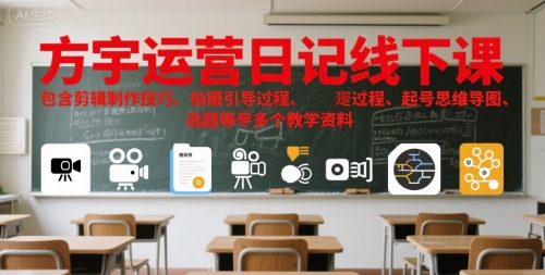 方宇运营日记线下课，包含剪辑制作技巧、拍摄引导过程、起号思维导图、选题等多个教学资料-客创社 - 专注互联网轻资产创业及网络项目资源整合与分享客创社-免费且强大的项目分享网站！