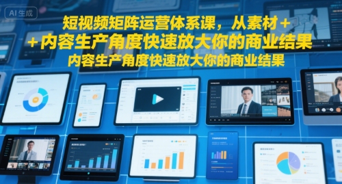 短视频矩阵运营体系课，从素材+内容生产角度快速放大你的商业结果-客创社 - 专注互联网轻资产创业及网络项目资源整合与分享客创社-免费且强大的项目分享网站！