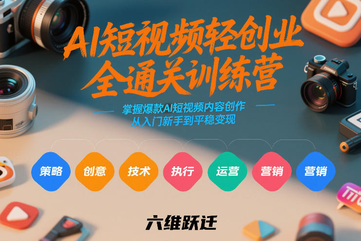 AI短视频轻创业全通关训练营，掌握爆款AI短视频内容创作，从入门新手到平稳变现的六维跃迁-云动网创-专注网络创业项目推广与实战，致力于打造一个高质量的网络创业搞钱圈子。