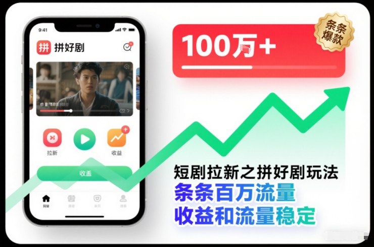 短剧拉新之拼好剧玩法，条条百万流量，收益和流量稳定客创社区-专注互联网轻资产资源整合与分享客创社区-专注互联网轻资产资源整合与分享