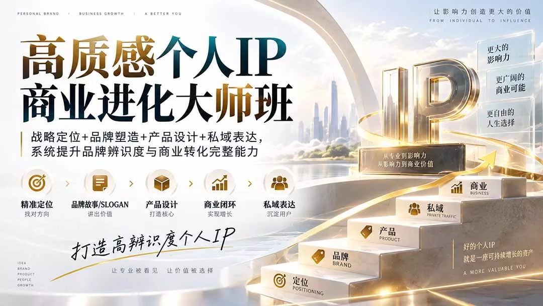 高质感个人IP商业进化大师班：战略定位+品牌塑造+产品设计+私域表达，系统提升品牌辨识度与商业转化完整能力客创社区-专注互联网轻资产资源整合与分享客创社区-专注互联网轻资产资源整合与分享