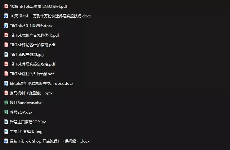 TikTok从0-1实操资料包:养号SOP+爆款公式+投流手册 TikTok从0-1实操资料包:养号SOP+爆款公式+投流手册