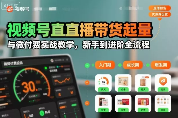 视频号直播带货起量与微付费实战教学，新手到进阶全流程(更新26年10月) 《鱼见海科技》-鱼见海资源网-免费PHP网站源码模板,插件软件网创AI智能体资源分享平台！
