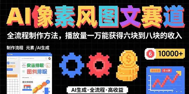 （15572期）AI像素风图文赛道：全流程制作方法，播放量一万能获得6块到8块的收入-客创社 - 专注互联网轻资产创业及网络项目资源整合与分享客创社-免费且强大的项目分享网站！