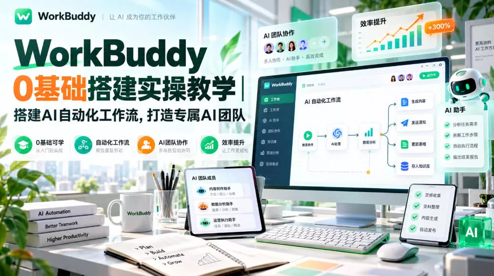 WorkBuddy 0基础搭建实操教学｜搭建AI自动化工作流，打造专属AI团队客创社区-专注互联网轻资产资源整合与分享客创社区-专注互联网轻资产资源整合与分享