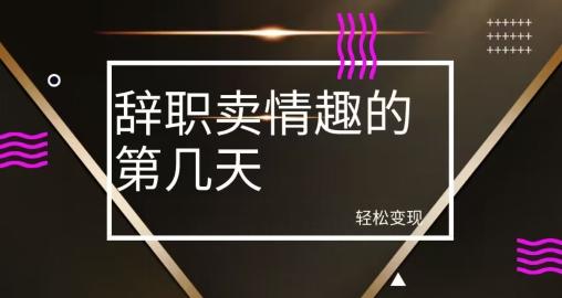 冷门赛道，辞职卖情趣的第几天，超暴力项目客创社 - 专注互联网轻资产创业及网络项目资源整合与分享客创社 - 专注互联网轻资产创业及网络项目资源整合与分享