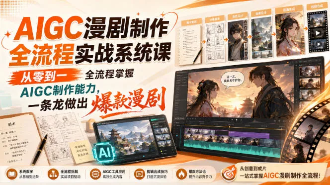 AIGC漫剧制作全流程实战系统课，从零到一全流程掌握AIGC制作能力，一条龙做出爆款漫剧客创社区-专注互联网轻资产资源整合与分享客创社区-专注互联网轻资产资源整合与分享