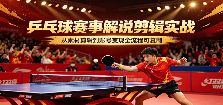 乒乓球赛事解说剪辑实战，从素材剪辑到账号变现全流程可复制客创社区-专注互联网轻资产资源整合与分享客创社区-专注互联网轻资产资源整合与分享
