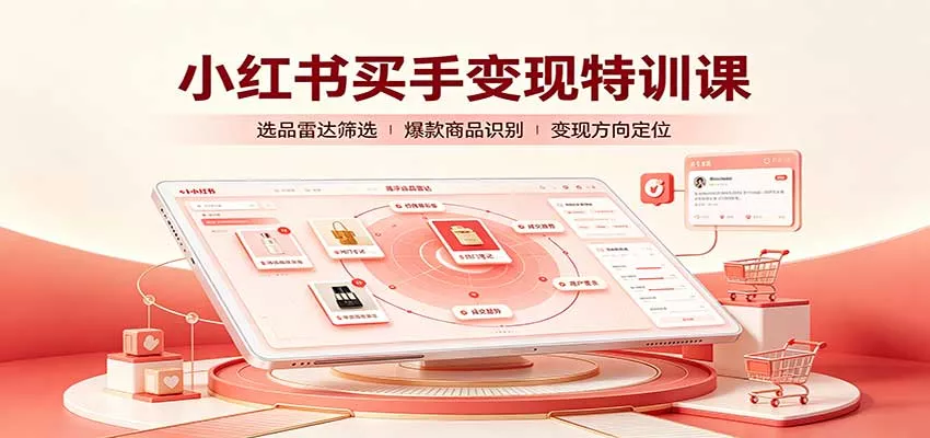 小红书买手变现特训课：账号定位养号起号，选品挂车，笔记标题封面全套教学客创社区-专注互联网轻资产资源整合与分享客创社区-专注互联网轻资产资源整合与分享
