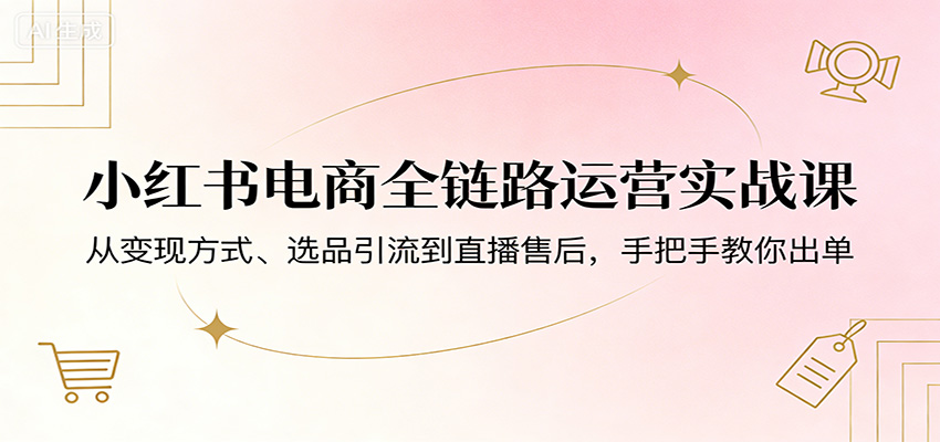 小红书电商全链路运营实战课：从变现方式、选品引流到直播售后，手把手教你出单客创社区-专注互联网轻资产资源整合与分享客创社区-专注互联网轻资产资源整合与分享