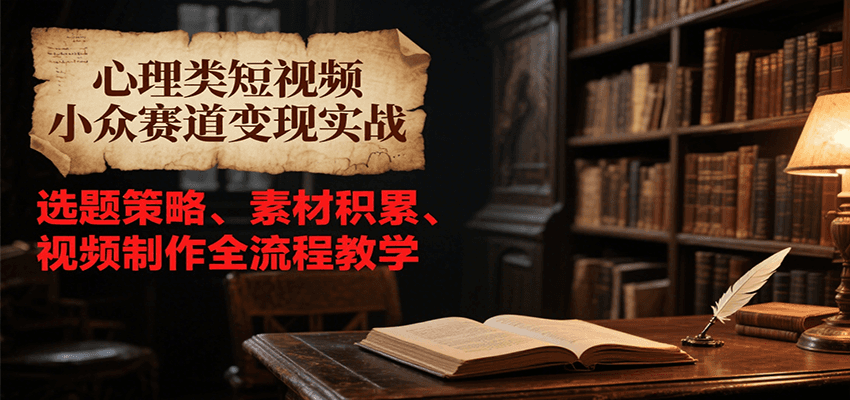 心理类短视频小众赛道变现实战，选题策略、素材积累、视频制作全流程教学-客创社 - 专注互联网轻资产创业及网络项目资源整合与分享客创社-免费且强大的项目分享网站！