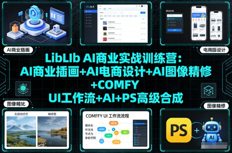 LibLIb AI商业实战训练营：AI商业插画+AI电商设计+AI图像精修+COMFY UI工作流+AI+PS高级合成客创社区-专注互联网轻资产资源整合与分享客创社区-专注互联网轻资产资源整合与分享