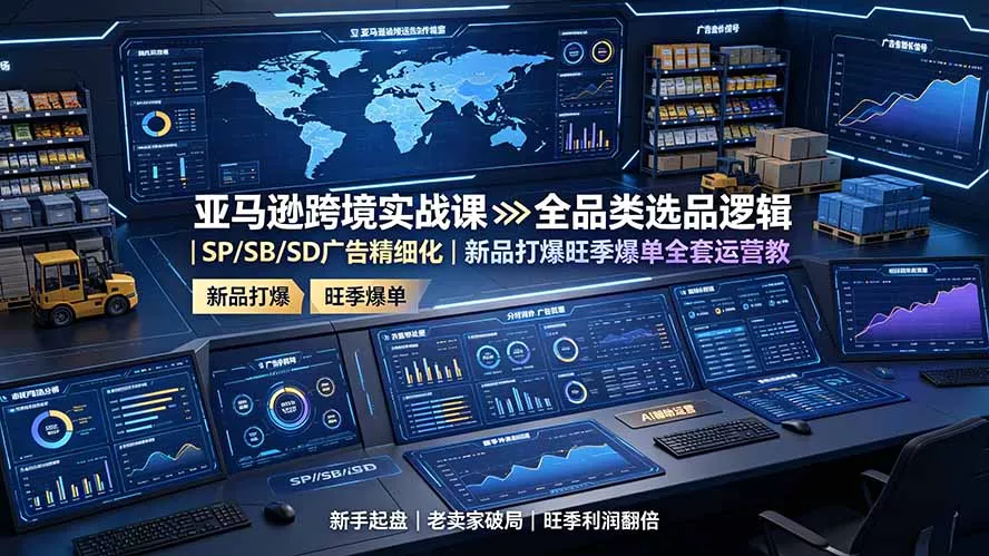 亚马逊跨境实战课：全品类选品逻辑｜SP/SB/SD广告精细化｜新品打爆旺季爆单全套运营教程-软件百科