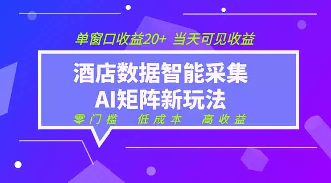 2026酒店数据采集ai智能矩阵新风口  低成本   高收益   当天见收益   单窗口20+客创社区-专注互联网轻资产资源整合与分享客创社区-专注互联网轻资产资源整合与分享