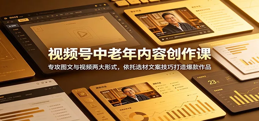 视频号中老年内容创作课：专攻图文与视频两大形式，依托选材文案技巧打造爆款作品客创社区-专注互联网轻资产资源整合与分享客创社区-专注互联网轻资产资源整合与分享