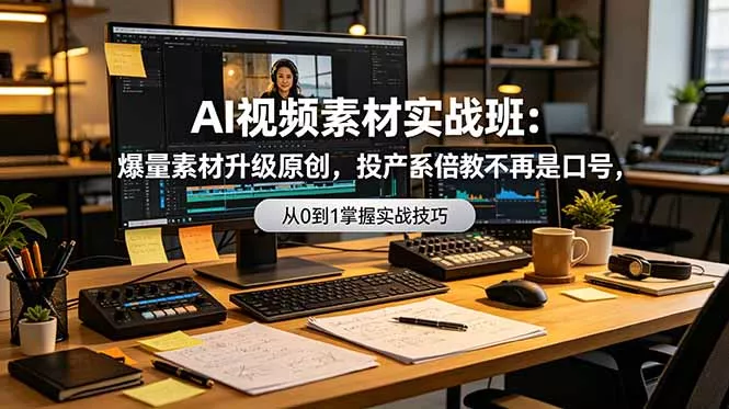 AI视频素材实战班：爆量素材升级原创，投产翻倍不再是口号，0-1系统教学实战落地-软件百科