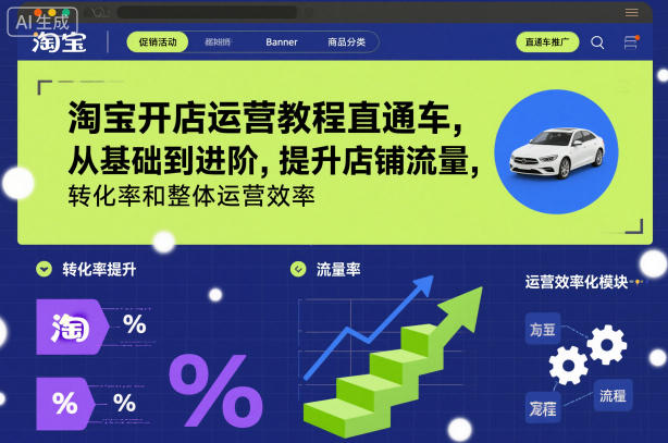 淘宝开店运营教程直通车，从基础到进阶，提升店铺流量，转化率和整体运营效率(更新26年3月24日)-云动网创-专注网络创业项目推广与实战，致力于打造一个高质量的网络创业搞钱圈子。