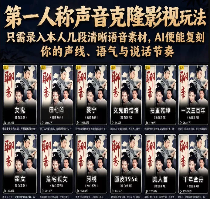 第一人称声音克隆影视玩法，只需录入本人几段清晰语音素材，AI便能复刻你的声线、语气与说话节奏客创社区-专注互联网轻资产资源整合与分享客创社区-专注互联网轻资产资源整合与分享