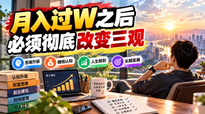 某公众号付费文章：月入过W之后，必须彻底改变三观客创社区-专注互联网轻资产资源整合与分享客创社区-专注互联网轻资产资源整合与分享