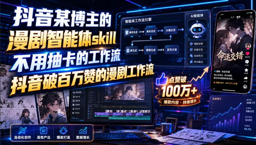 抖音某博主的漫剧智能体skill，不用抽卡的工作流，抖音破百万赞的漫剧工作流-软件百科