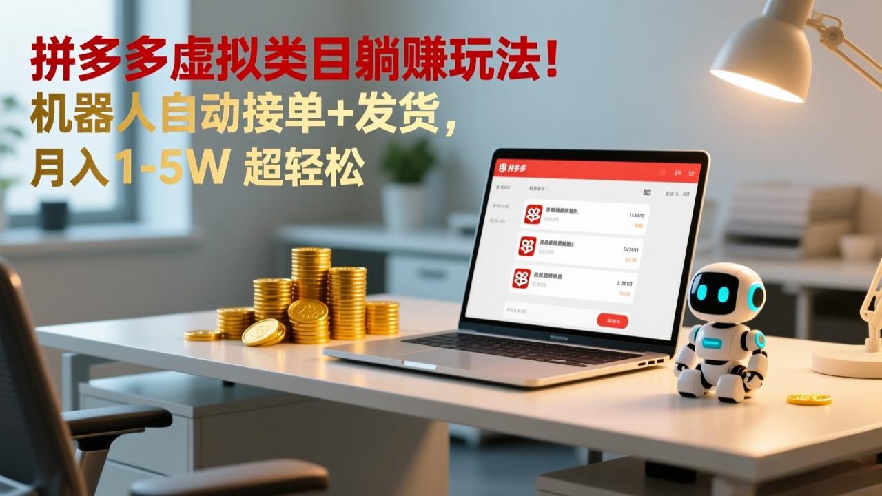 多多虚拟类目躺赚玩法！机器人自动接单+发货，月入 1-5W 超轻松客创社区-专注互联网轻资产资源整合与分享客创社区-专注互联网轻资产资源整合与分享