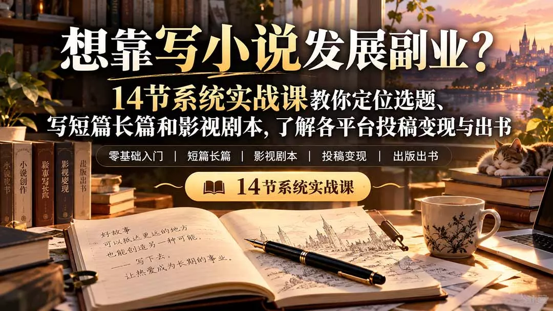 【无水印】想靠写小说发展副业?14节系统实战课教你定位选题、写短篇长篇和影视剧本,了解各平台投稿变现与出书 【无水印】想靠写小说发展副业?14节系统实战课教你定位选题、写短篇长篇和影视剧本,了解各平台投稿变现与出书