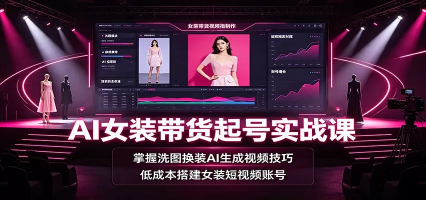 AI女装带货起号实战课：掌握洗图换装AI生成视频技巧，低成本搭建女装短视频账号星享资源网星享资源网