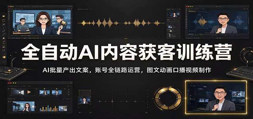 全自动AI内容获客训练营：AI批量产出文案，账号全链路运营，图文动画口播视频制作客创社区-专注互联网轻资产资源整合与分享客创社区-专注互联网轻资产资源整合与分享