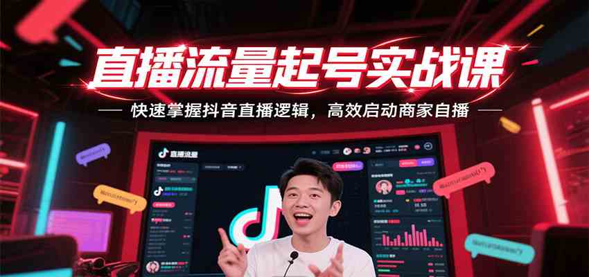 直播流量起号实战课，快速掌握抖音直播逻辑，高效启动商家自播-客创社 - 专注互联网轻资产创业及网络项目资源整合与分享客创社-免费且强大的项目分享网站！