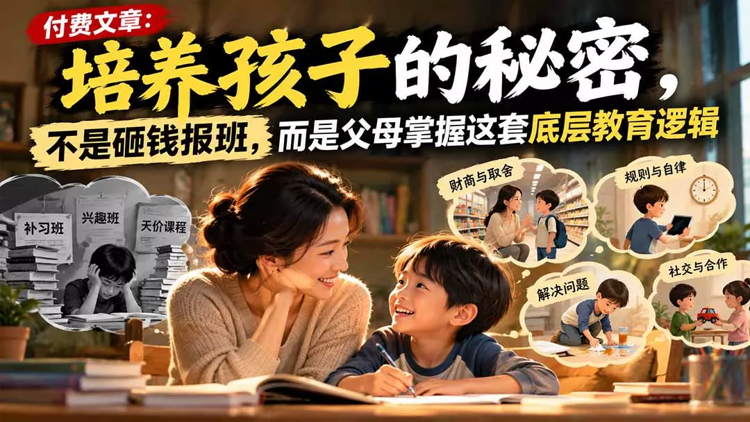 付费文章：培养孩子的秘密，不是砸钱报班，而是父母掌握这套底层教育逻辑客创社区-专注互联网轻资产资源整合与分享客创社区-专注互联网轻资产资源整合与分享