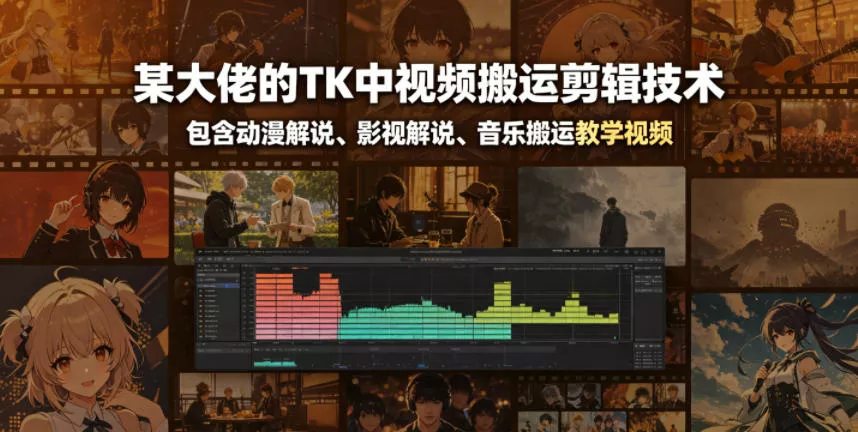 某大佬的TK中视频搬运剪辑技术，包含动漫解说、影视解说、音乐搬运教学视频-鱼见海资源网-免费PHP网站源码模板,插件软件网创AI智能体资源分享平台！