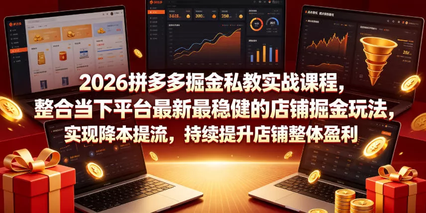 2026拼多多掘金私教实战课程，整合当下平台最新最稳健的店铺掘金玩法，实现降本提流，持续提升店铺整体盈利客创社区-专注互联网轻资产资源整合与分享客创社区-专注互联网轻资产资源整合与分享