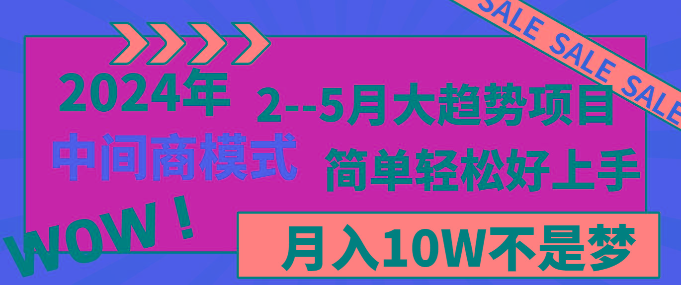 2024年2–5月大趋势项目，利用中间商模式，简单轻松好上手，轻松月入10W…客创社 - 专注互联网轻资产创业及网络项目资源整合与分享客创社 - 专注互联网轻资产创业及网络项目资源整合与分享